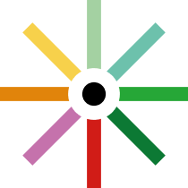 Logo of my impact tool .com depicting a sun whose rays are the colors of the rainbow